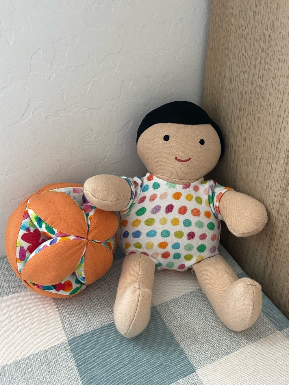 LOVEVERY organic cotton baby doll and ball bundle